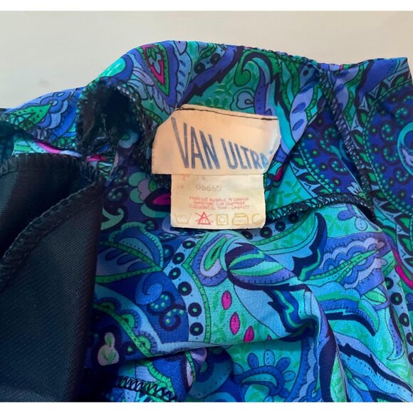 1980s Maxi Dress, Size L, Paisley Belted Dress by Van Ultra, 80s Dress for Work - Picture 6 of 10